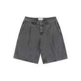Dime Pleated Denim Shorts - Faded Black