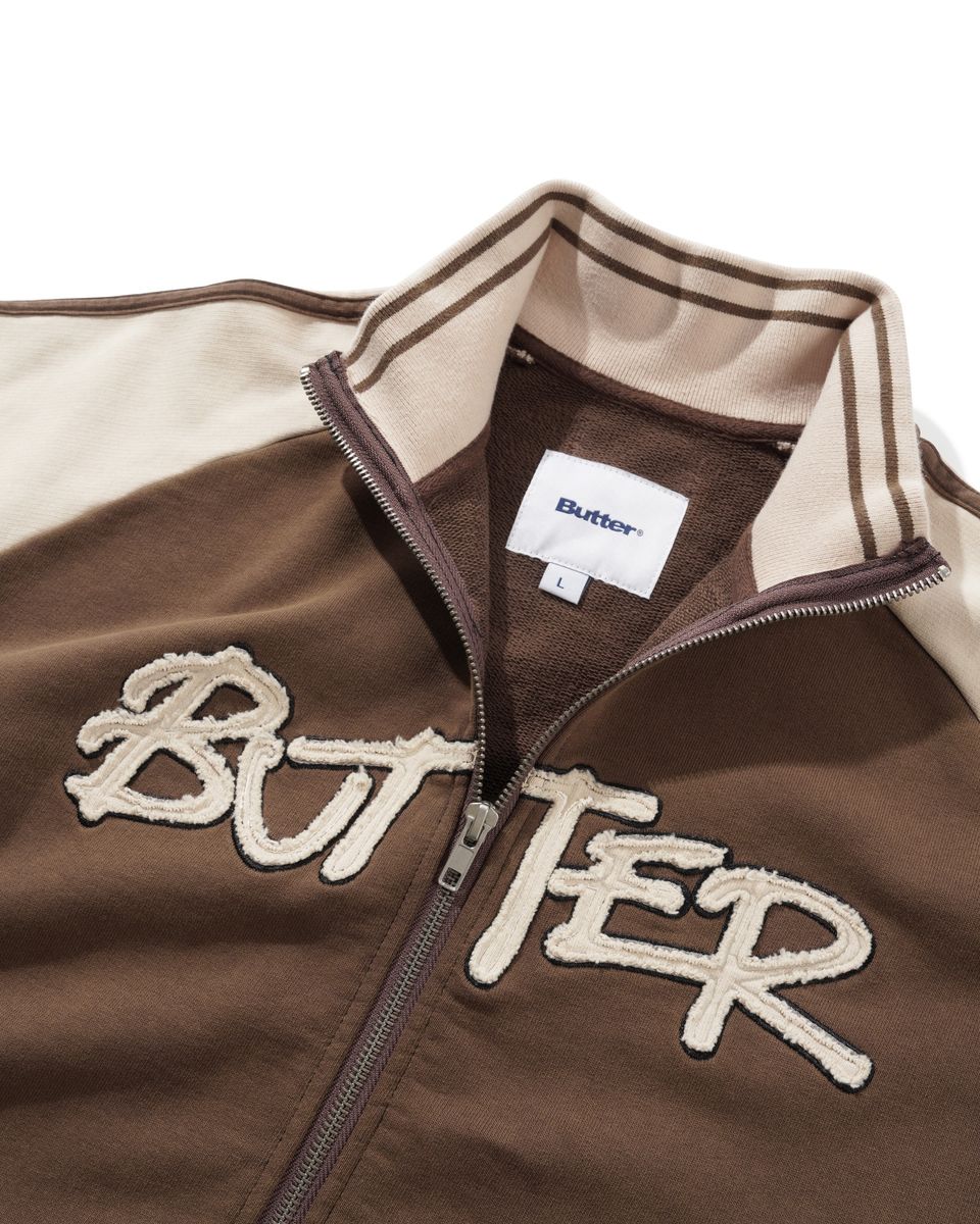 Butter Goods Tunnel Fleece Track Jacket - Chocolate/Beige
