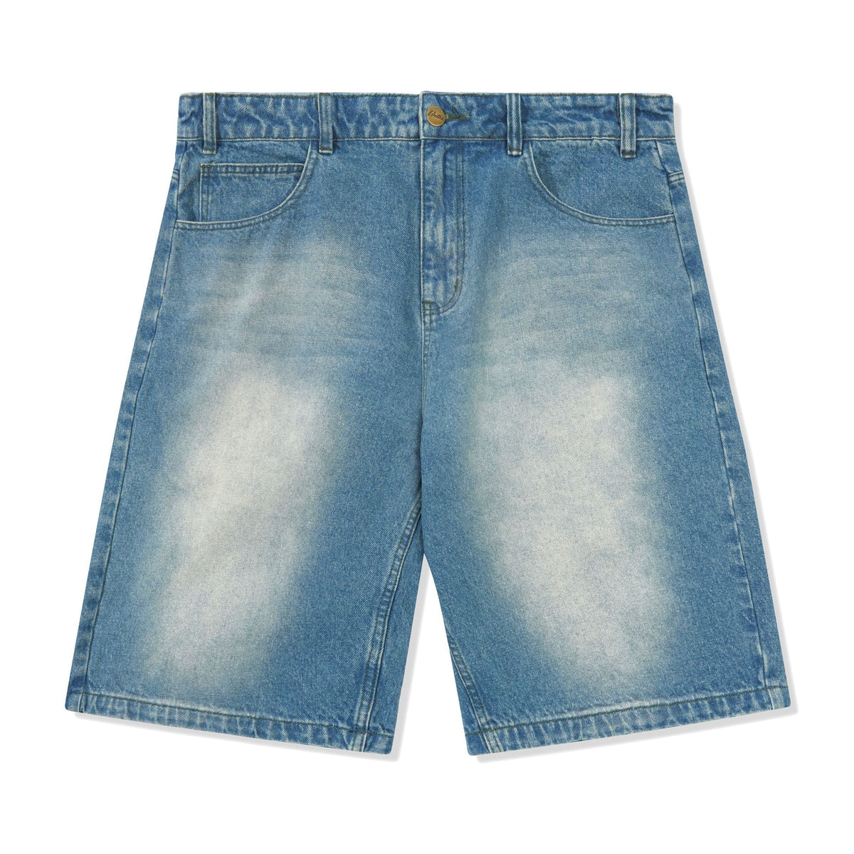 Butter Goods Warped Denim Shorts - Washed Mid Blue