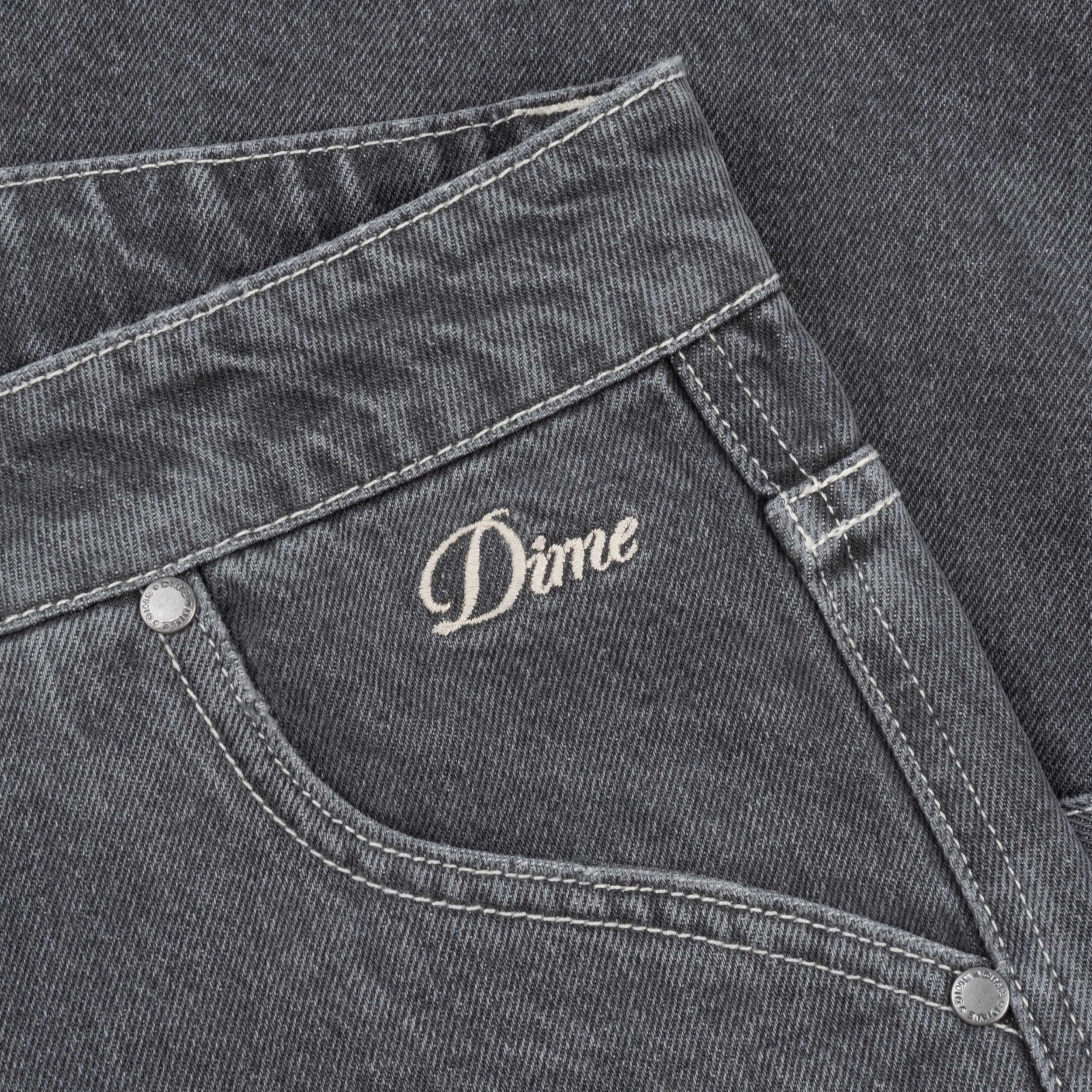 Dime Classic Denim Shorts - Faded Black (Contrast Stitching)