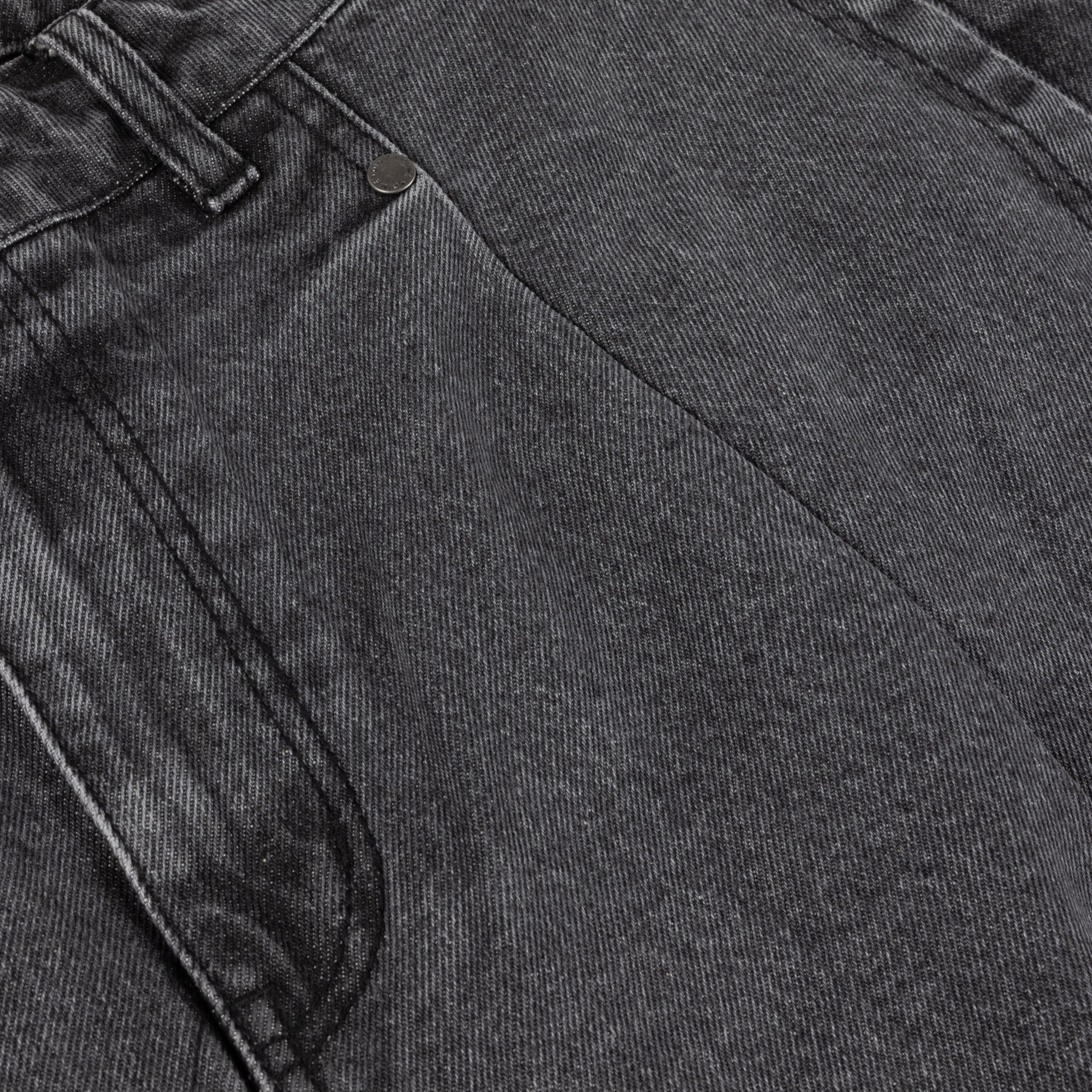 Dime Pleated Denim Shorts - Faded Black